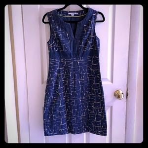 Used condition Boden navy and gray dress.